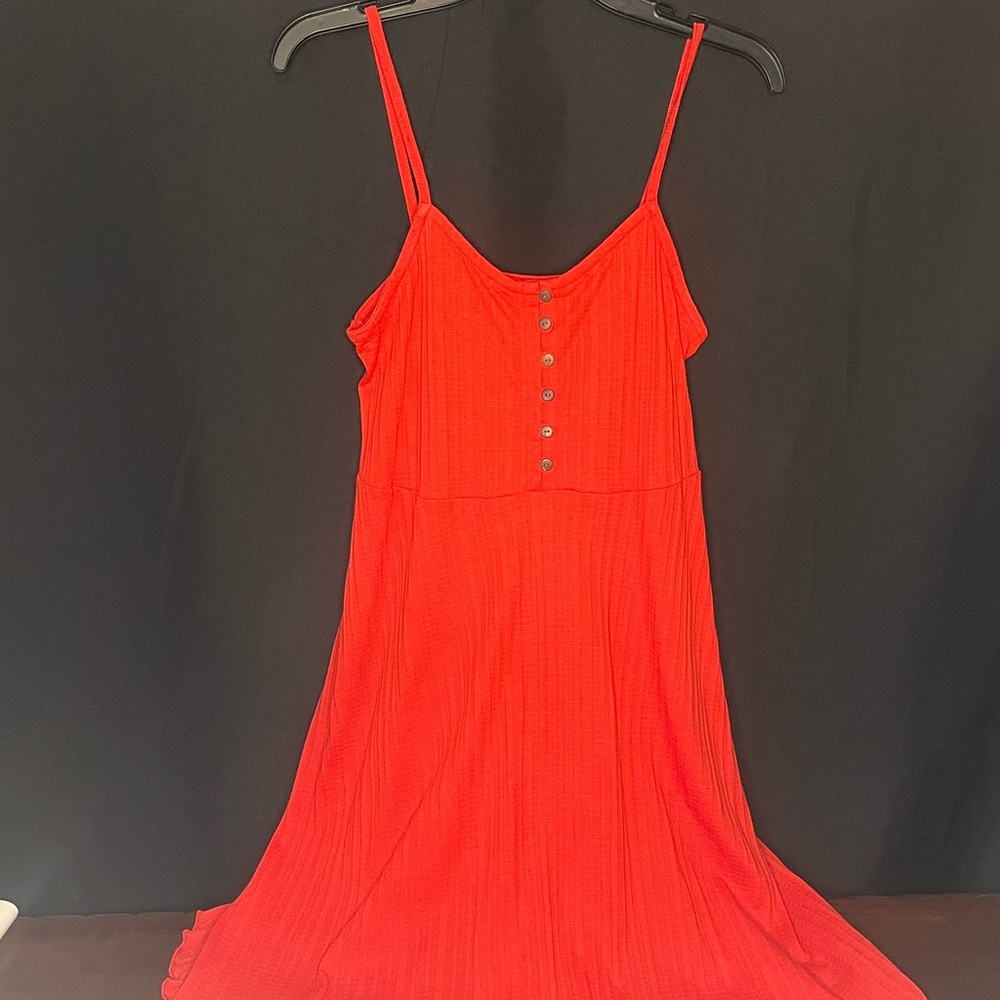 New Look Red Orange Ribbed Skater Maternity Dress